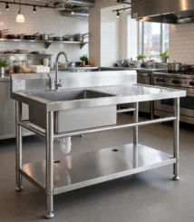 meja bar stainless / ice bin sink / cocktail station bar