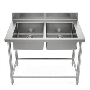 bak cuci piring 2 lubang, meja cuci piring 2 bak, double bowl sink,