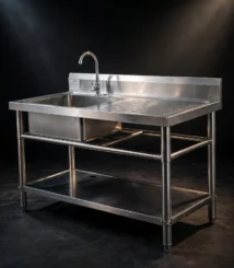 meja bar stainless / ice bin sink / cocktail station bar