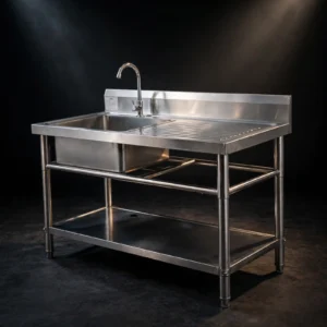 meja bar stainless / ice bin sink / cocktail station bar