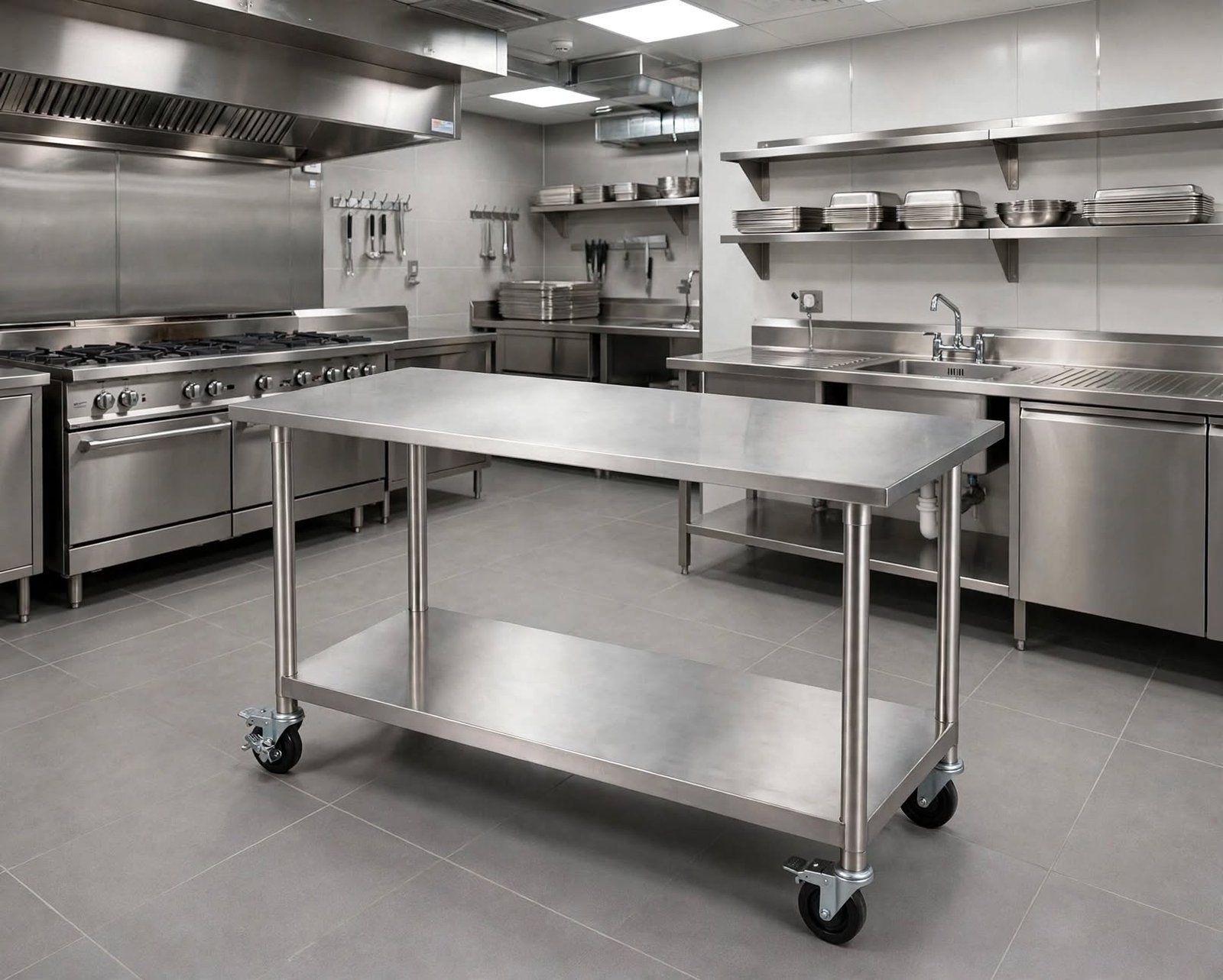 Kitchen Table with Backsplash 100x70x85+10cm - Meja Dapur Stainless Kitchen Table with Backsplash 100x70x85+10cm - Meja Dapur Stainless