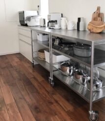 mobile bar table stainless dengan roda dan dapat dicustom sesuai kebutuhan