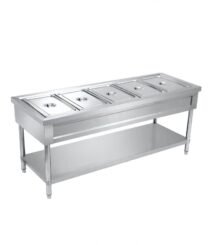 Meja penghangat makanan stainless steel
