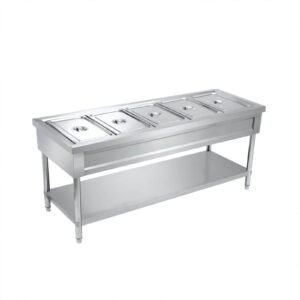 Meja penghangat makanan stainless steel