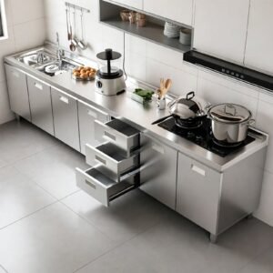 Kabinet Dapur Stainless Custom untuk Rumah, Cafe dan Dapur Industri