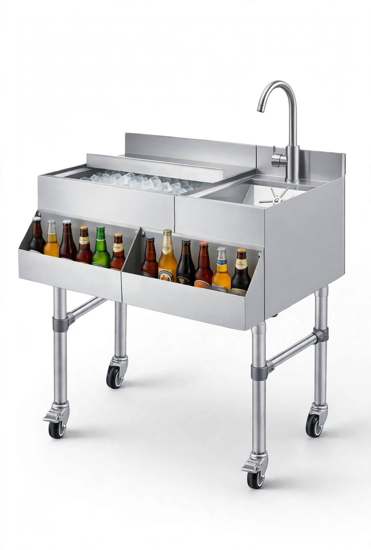 Custom Ice Bin Dengan Sink Table Stainless Steel Custom Ice Bin Dengan Sink Table Stainless Steel