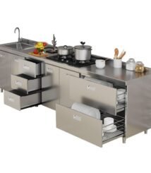 custom meja dapur stainless ukuran 150cm 180cm 200cm