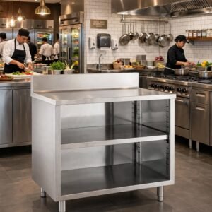 Meja Kerja Stainless Open Cabinet 100x70cm