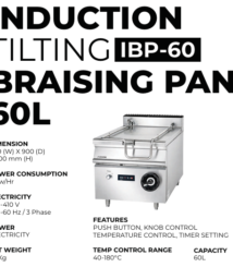 induction tilting braising pan 60l, tilting braising pan ibp-60, kompor braising pan induksi 60 liter, braising pan listrik industri, kompor bratt pan induksi 60l, tilting bratt pan listrik 8kw,