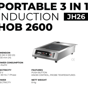 Portable 3 in 1 Induction JH26 HOB 2600 - Kompor Induksi Portable 2600W Drop-In
