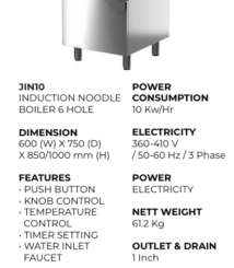 jin10 induction noodle boiler 6 hole, kompor mie induksi 6 lubang 10kw, kompor rebus mie listrik 6 hole,