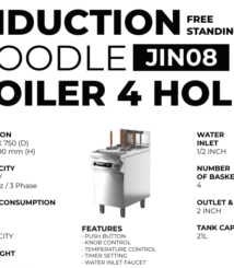 noodle boiler 4 lubang 21l, kompor mie induksi 450x750 mm, kompor mie listrik 4 basket, jual kompor mie induksi jin08,