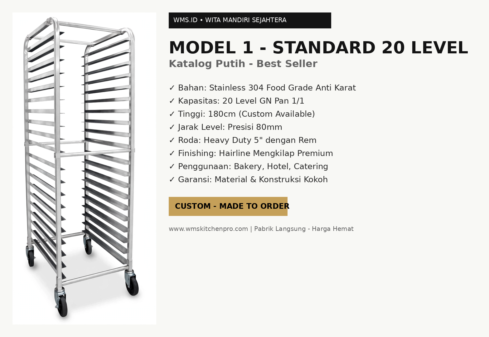Jual GN Pan Trolley 20 Level - Gastronorm Trolley 1/1 Food Grade Jual GN Pan Trolley 20 Level - Gastronorm Trolley 1/1 Food Grade