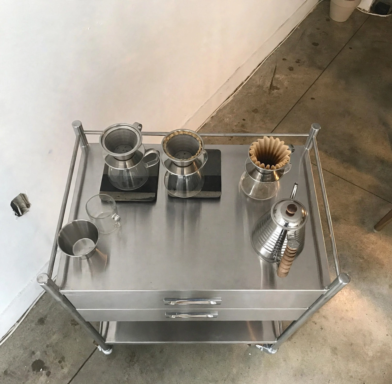 Coffee cart stainless steel custom, Jual meja troli barista, Coffee cart stainless steel custom, Jual meja troli barista,