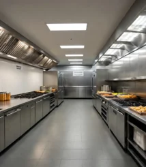 dapur komersil simpel dengan material full stainless steel