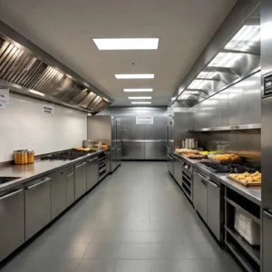 dapur komersil simpel dengan material full stainless steel