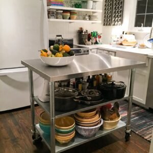 Jual Meja Kerja Dapur Stainless 3 Tingkat - Dengan Roda