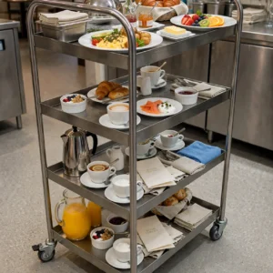 Troli Makanan 4 Tingkat Stainless - Trolley Dapur Hotel Restoran Cafe - Heavy Duty