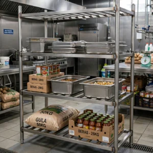 Custom Rak Dapur Stainless Hotel & Restoran - Bahan 304 Premium