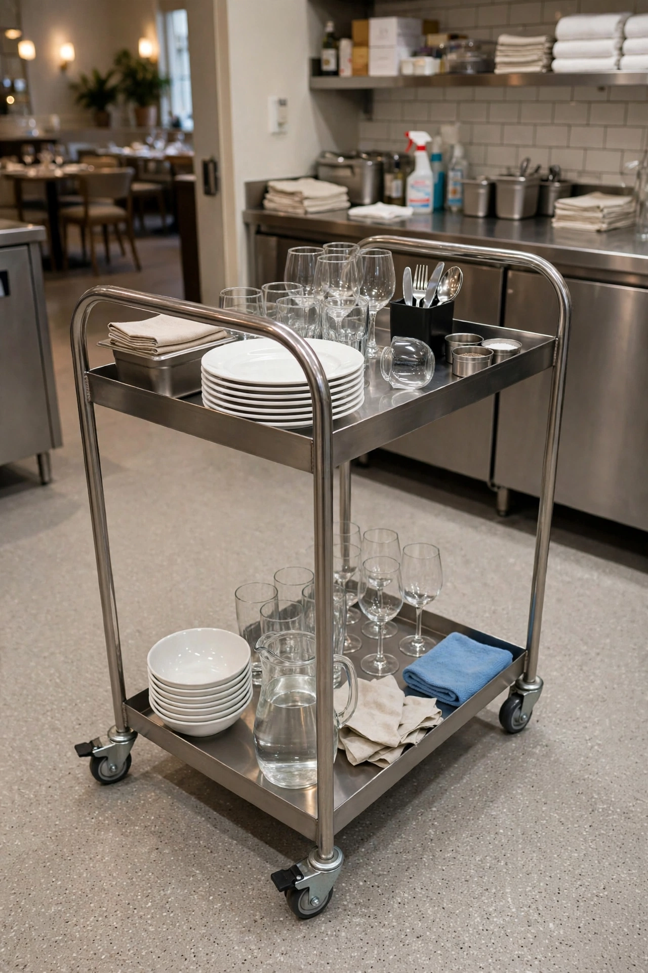 hotel_service_trolley food trolley 2 susun murah, PT Wita Mandiri Sejahtera troli mini, PT Wita Mandiri Sejahtera food trolley 2 susun
