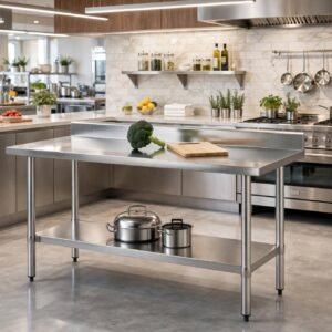 Meja Stainless Steel Double Undershelf
