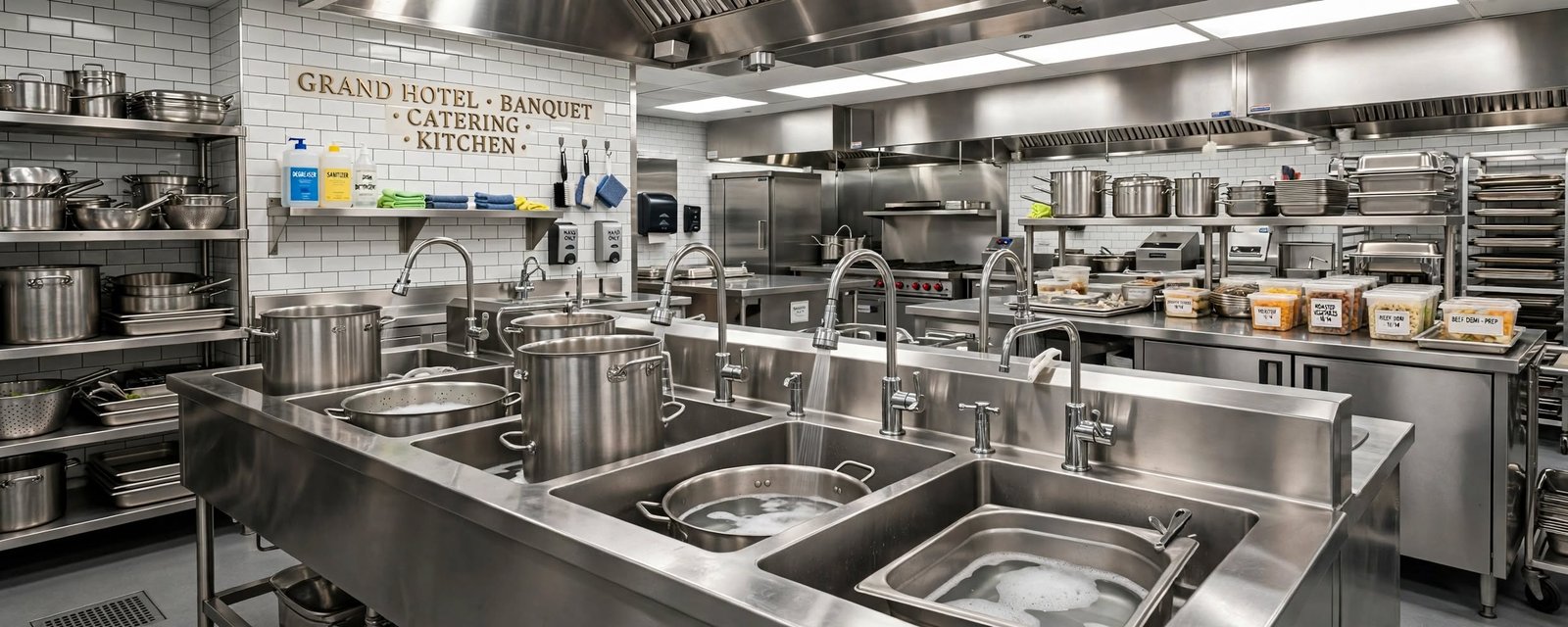 Harga Kitchen Sink Triple Bowl Custom untuk Usaha Catering dan Central Kitchen