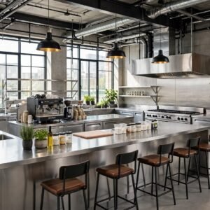 Desain Meja Kerja Stainless Untuk Dapur Resto Modern