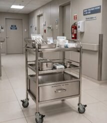 Medical Trolley Stainless Steel 304 - 3 Tier With Drawer - Instrument Trolley - Hospital Equipment