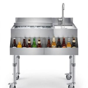 Custom Ice Bin Dengan Drain Dan Sink Table