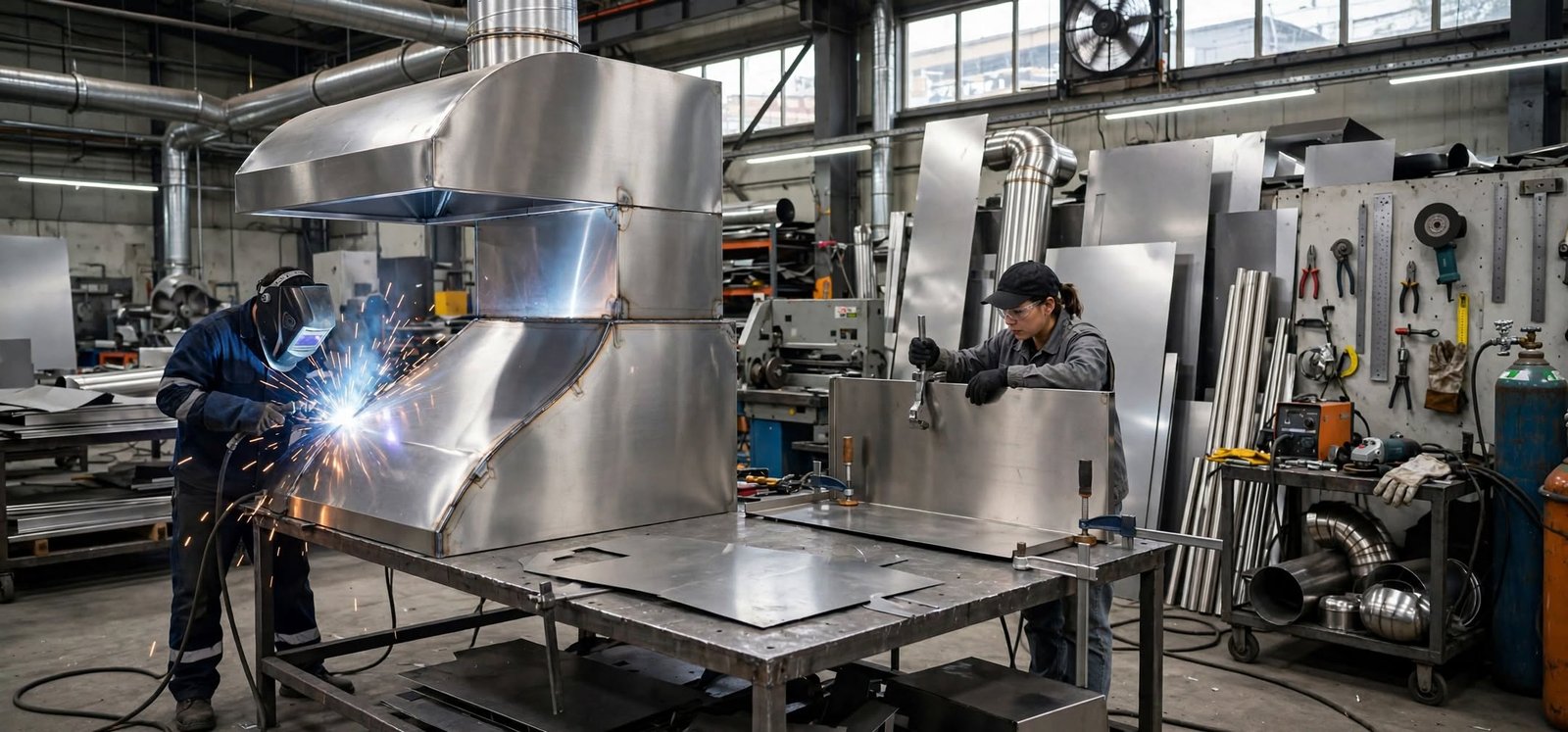 custom exhaust hood stainless untuk food court mall