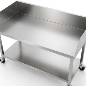 meja stainless dengan 3 sisi backsplash 100mm