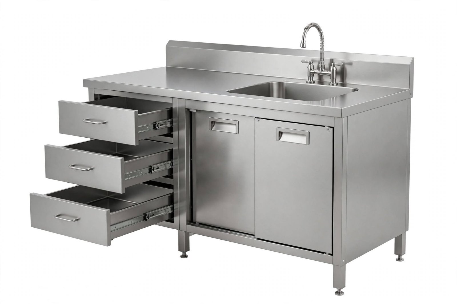 fabrikasi custom meja dapur stainless pintu geser fabrikasi custom meja dapur stainless pintu geser