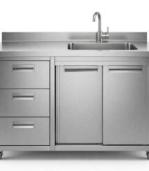 custom meja dapur stainless dengan sink & pintu