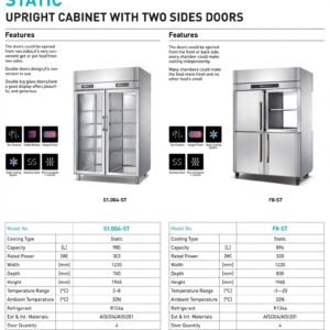 Jual Upright Cabinet Two Sides Doors F8-ST Freezer -3~-20 Derajat 896L 4 Pintu