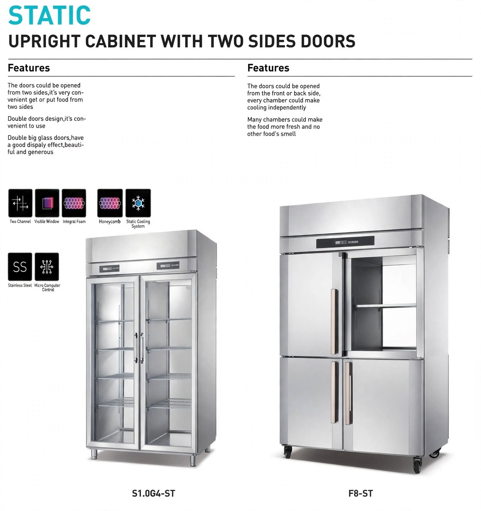 Two Sides Open Upright Chiller & Freezer - Display Cabinet 980L / 896L Two Sides Open Upright Chiller & Freezer - Display Cabinet 980L / 896L
