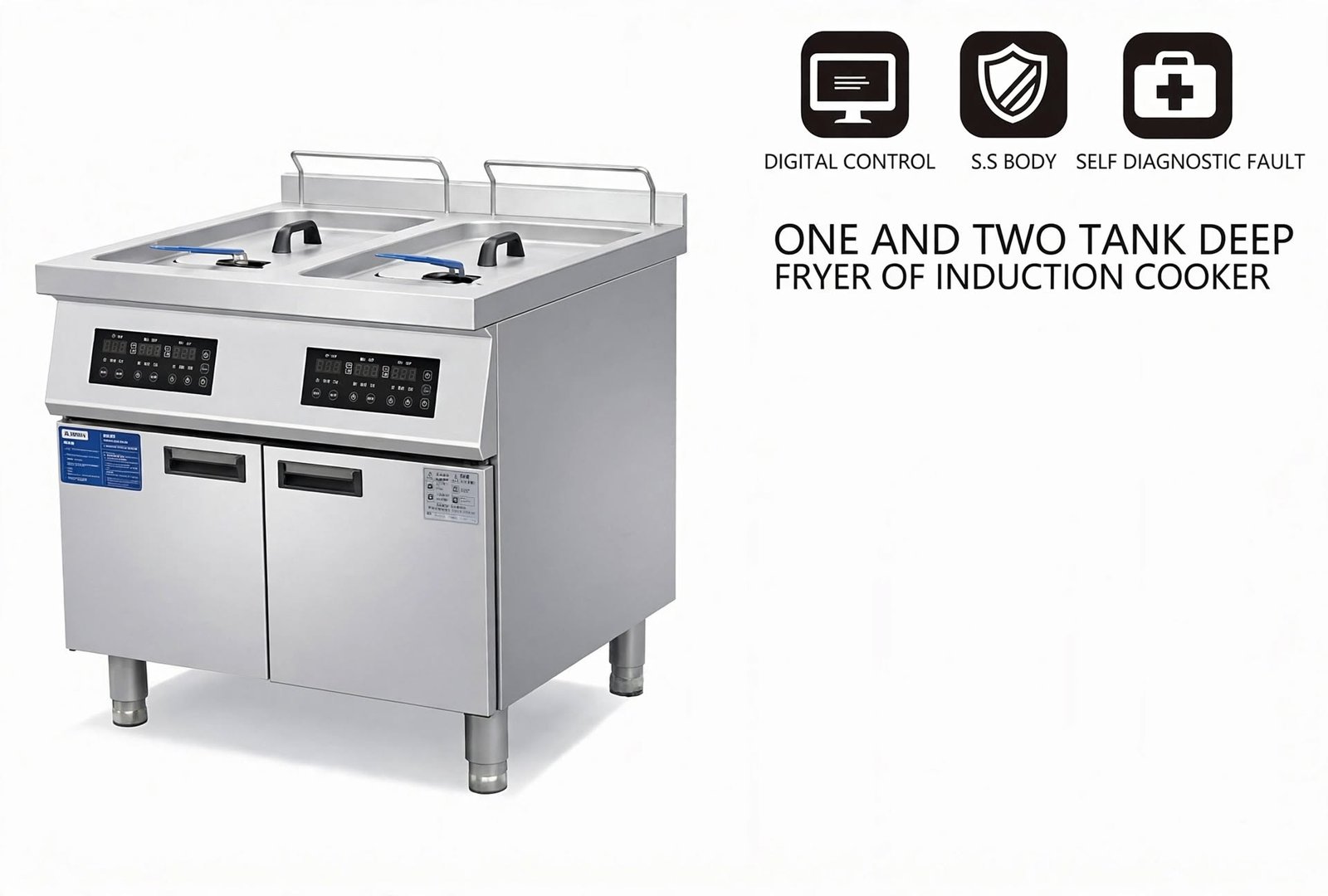Deep Fryer Induction Cooker 8kW x2 - Self Diagnostic Fault - 800x800x800mm Deep Fryer Induction Cooker 8kW x2 - Self Diagnostic Fault - 800x800x800mm