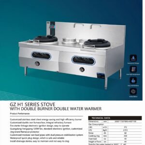 Kompor Wok 2 Tungku Double Water Warmer Drainage Device