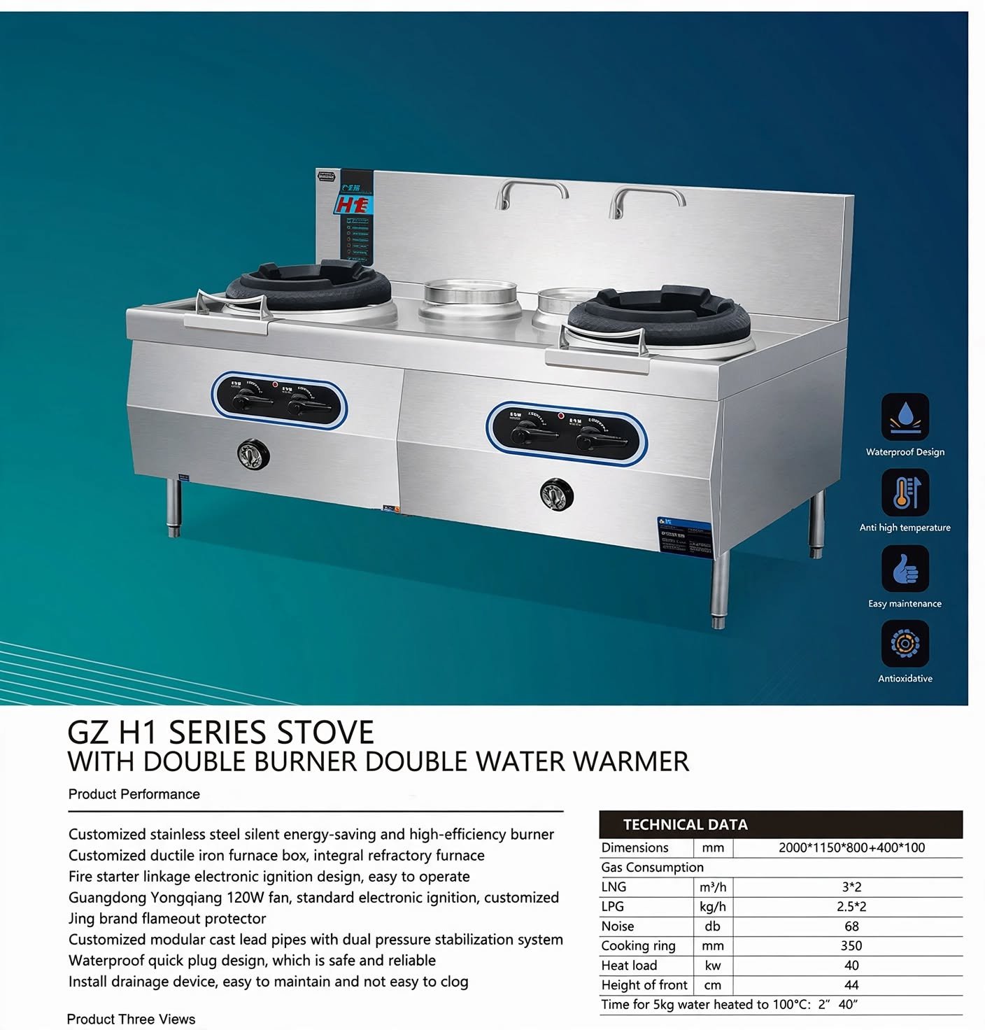 Kompor Wok 2 Tungku Double Water Warmer Drainage Device Kompor Wok 2 Tungku Double Water Warmer Drainage Device