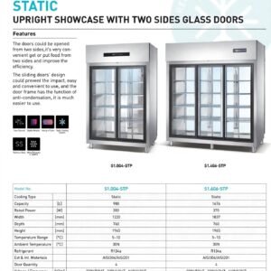 Harga Static Upright Showcase With Two Sides Glass Doors