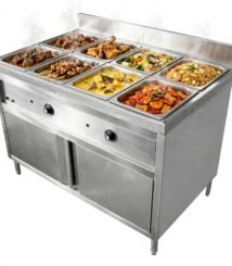 Food Warmer 8 Pan Listrik - Meja Pemanas Lauk Prasmanan Stainless Anti Karat