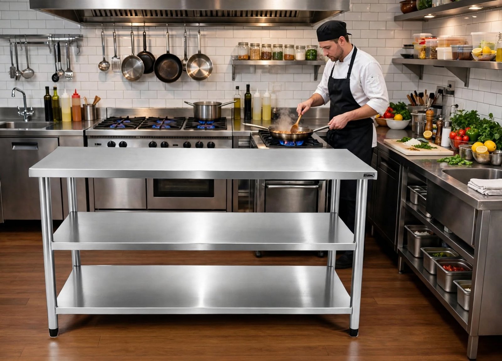 Meja Prep Table Stainless 3 Susun Double Undershelf Meja Prep Table Stainless 3 Susun Double Undershelf