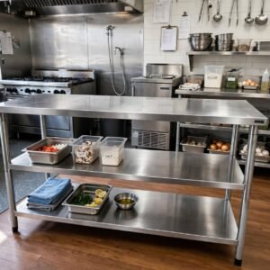 Meja Stainless Steel Double Undershelf - Meja Prep 3 Susun Food Grade
