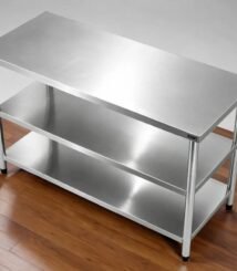 Meja Kerja Stainless 150x70x85cm 3 Tingkat - Prep Table Dapur Jumbo