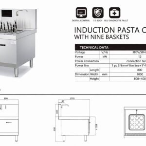Jual Pasta Cooker Induksi 9 Keranjang 12kW 380V - 800x1000mm