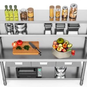meja kerja dapur stainless dan meja stainless rak tingkat 2