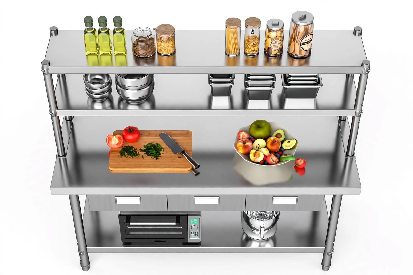 kitchen_3_drawer_jakarta meja kerja dapur stainless dan meja stainless rak tingkat 2