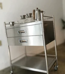 Meja troli laci request size, Trolley kopi minimalis stainless, Meja troli untuk cafe,