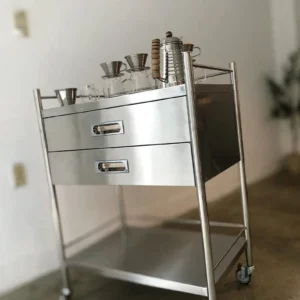 Meja troli laci request size, Trolley kopi minimalis stainless, Meja troli untuk cafe,