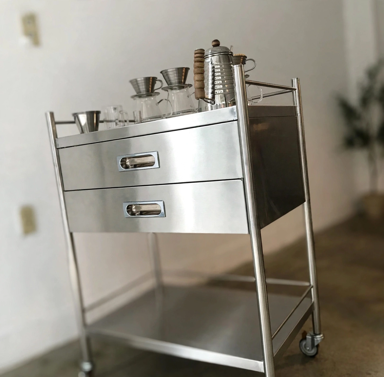 Meja troli laci request size, Trolley kopi minimalis stainless, Meja troli untuk cafe, Meja troli laci request size, Trolley kopi minimalis stainless, Meja troli untuk cafe,