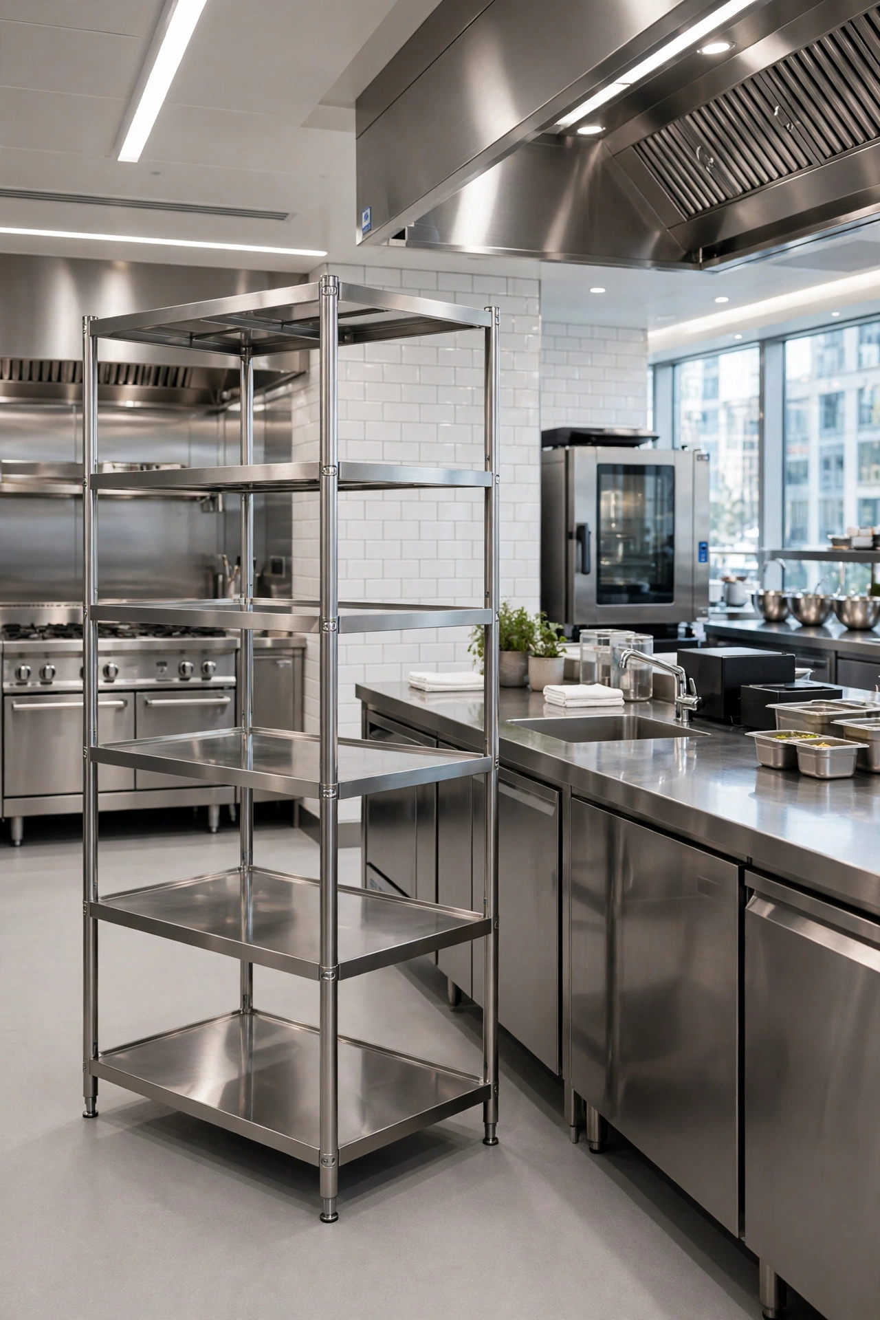 luxury_commercial_kitchen_rack Rak Penyimpanan Stainless Custom Anti Karat